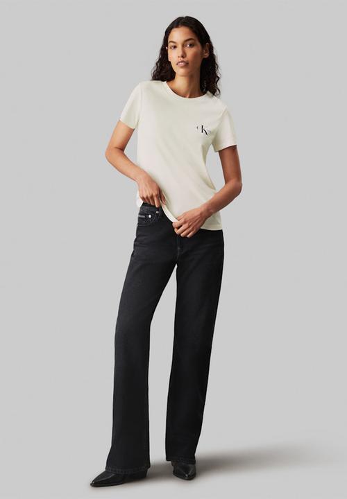 Calvin Klein - 2-Pack Monologo Slim Tee - Ck Black / Ivory