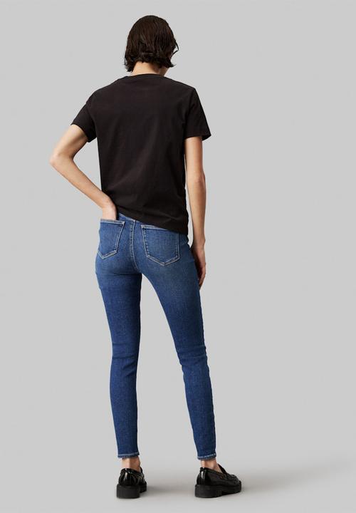 Calvin Klein - High Rise Super Skinny Ankle - Fa24J 051 Mid Blue Embro Hem