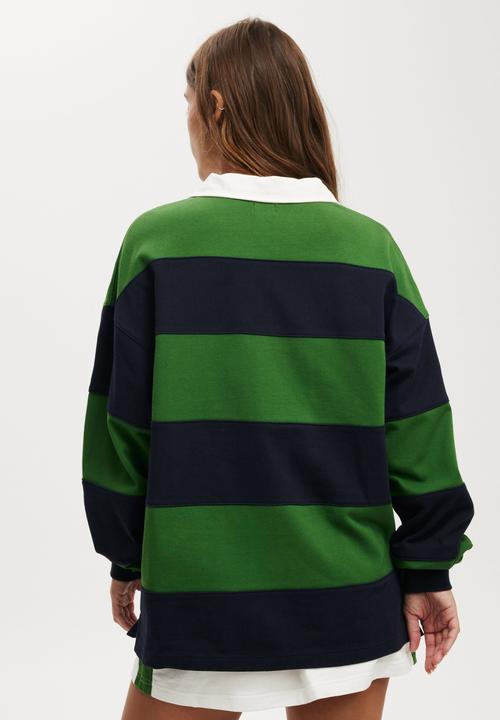 Cotton On - Oversized Long Sleeve Polo - Lakeside Racquet Society / Stripe