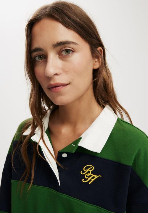 Cotton On - Oversized Long Sleeve Polo - Lakeside Racquet Society / Stripe