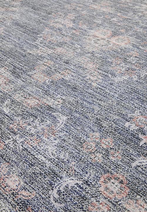 Sixth Floor - Woven Antique Cotton Chenille Floral Rug - Charcoal