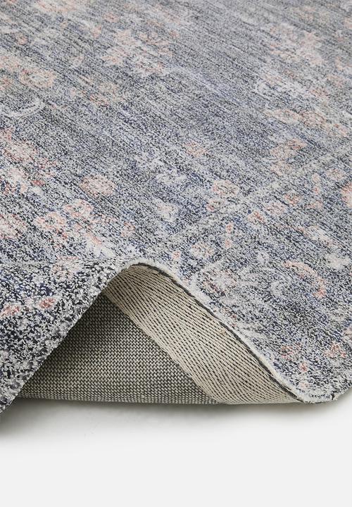 Sixth Floor - Woven Antique Cotton Chenille Floral Rug - Charcoal
