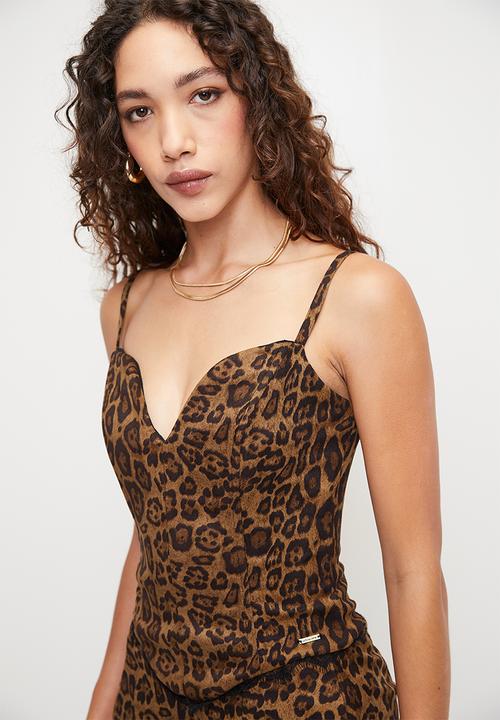 SISSY BOY - Stay fierce: boobtube corset top with rounded v-wire - black / brown
