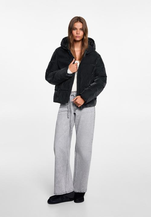 MANGO - Anorak velvet - black