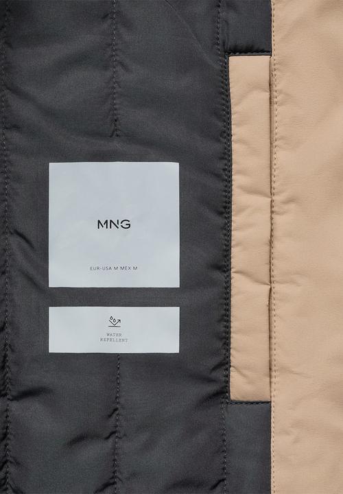 MANGO - Noah Water-repellent jacket with Sheepskin collar - light beige