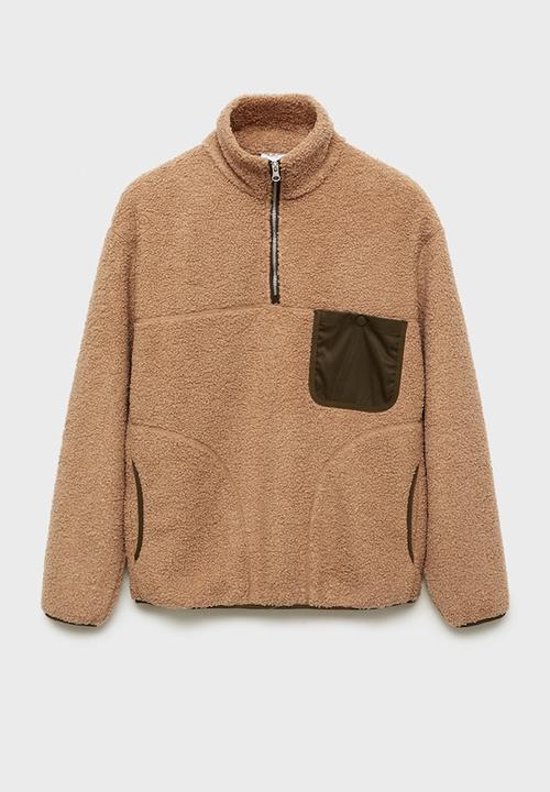 MANGO - NewYork Sherpa Sweatshirt with pocket - medium brown