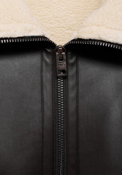 MANGO - Arno Fleece Collar jacket  - dark brown
