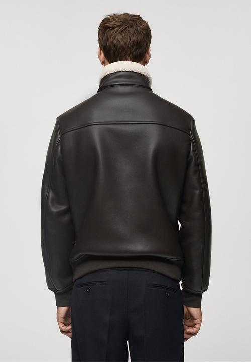 MANGO - Arno Fleece Collar jacket  - dark brown