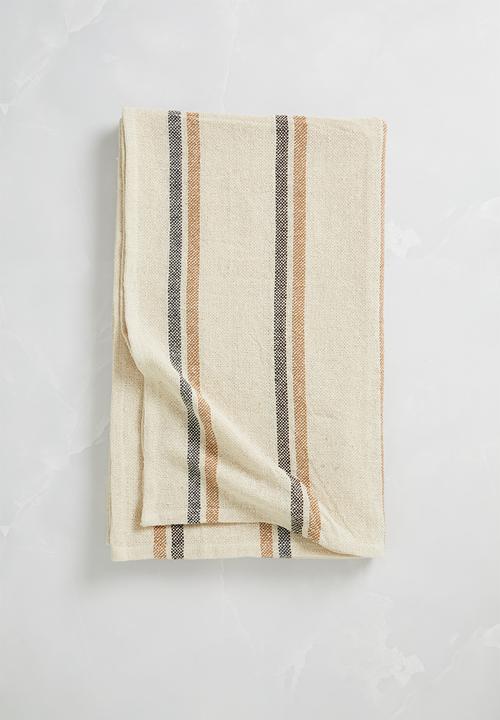 Sixth Floor - Stripe cotton table cloth - White