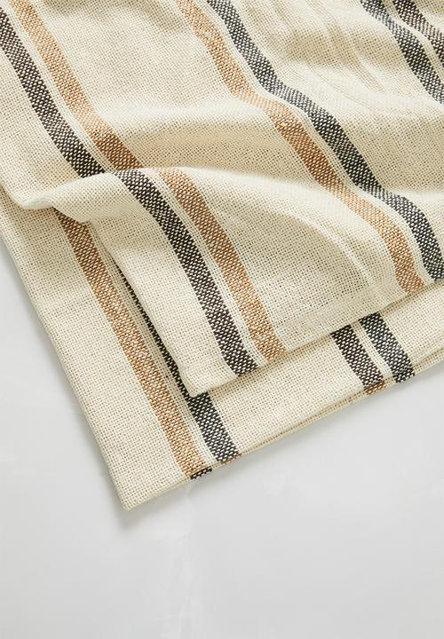 Sixth Floor - Stripe cotton table cloth - White