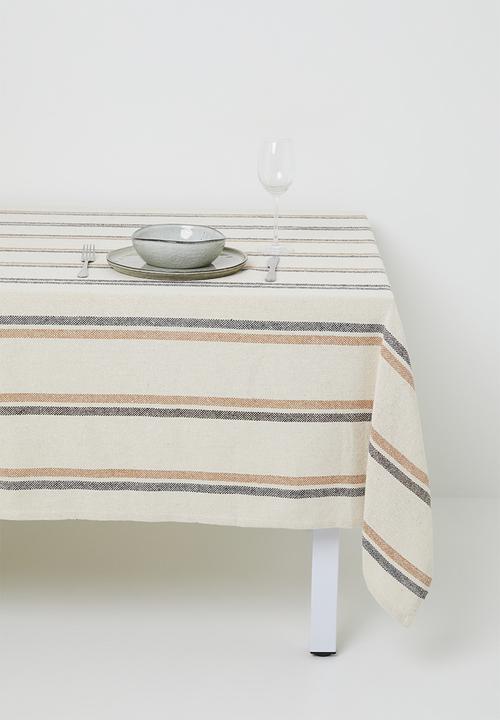 Sixth Floor - Stripe cotton table cloth - White