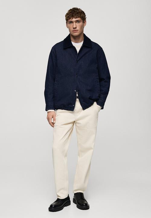 MANGO - Buck Corduroy collar denim jacket - open blue