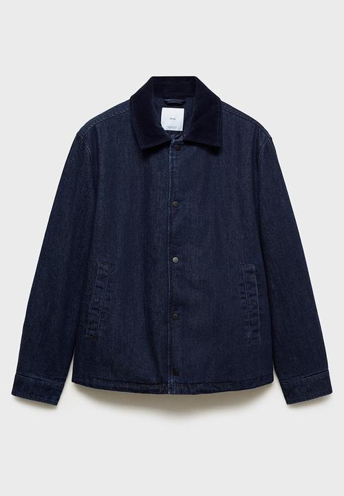 MANGO - Buck Corduroy collar denim jacket - open blue