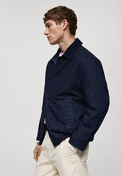 MANGO - Buck Corduroy collar denim jacket - open blue