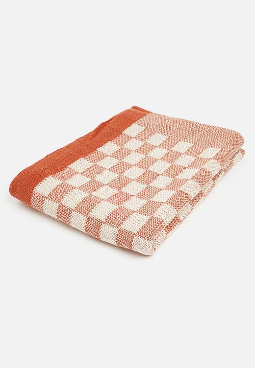 Sixth Floor - Cotton Check Throw - Rust