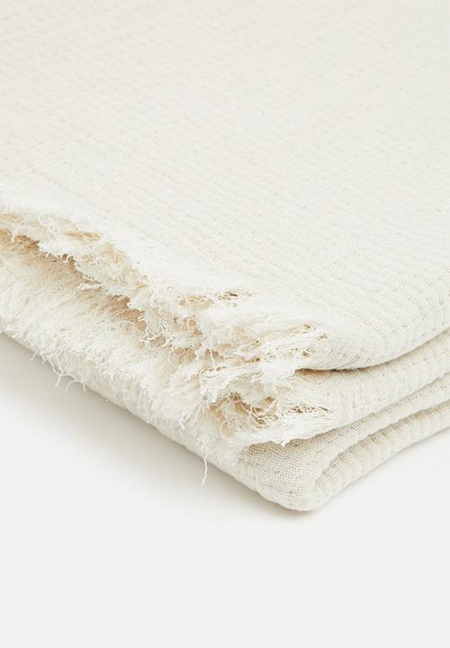 Sixth Floor - Matlasse Fringed Throw - Natural