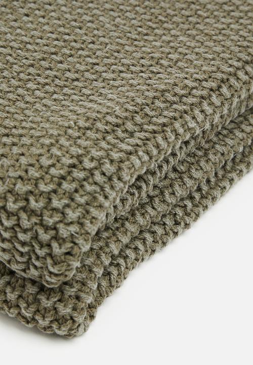 Sixth Floor - Stonewashed Knit Throw - Olive