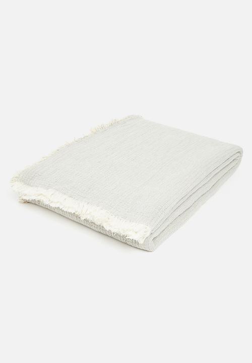 Sixth Floor - Matlasse Fringed Throw - Grey