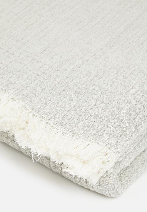 Sixth Floor - Matlasse Fringed Throw - Grey