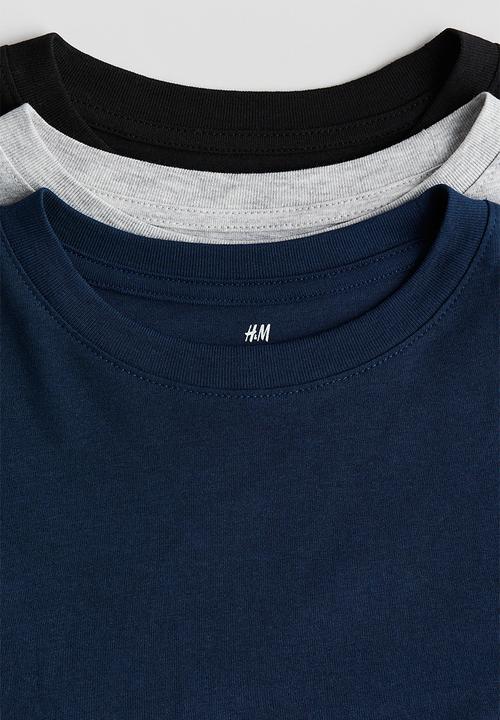 H&M - 3-Pack long-sleeved T-shirts - navy blue/light grey marl