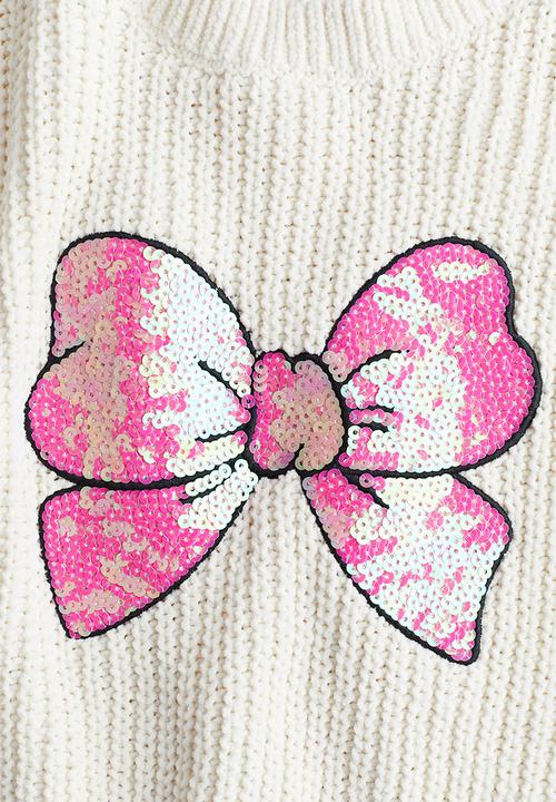 H&M - Knitted chenille jumper - white bow