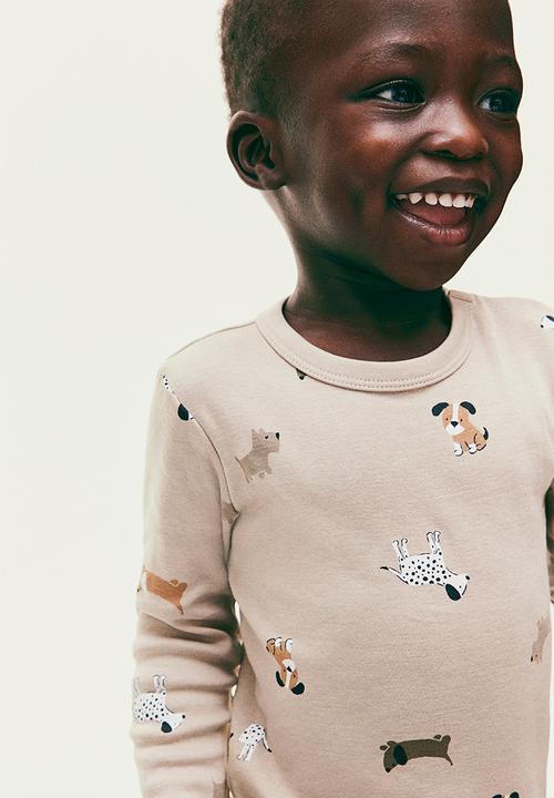 H&M - Long-sleeved bodysuit - light beige dogs