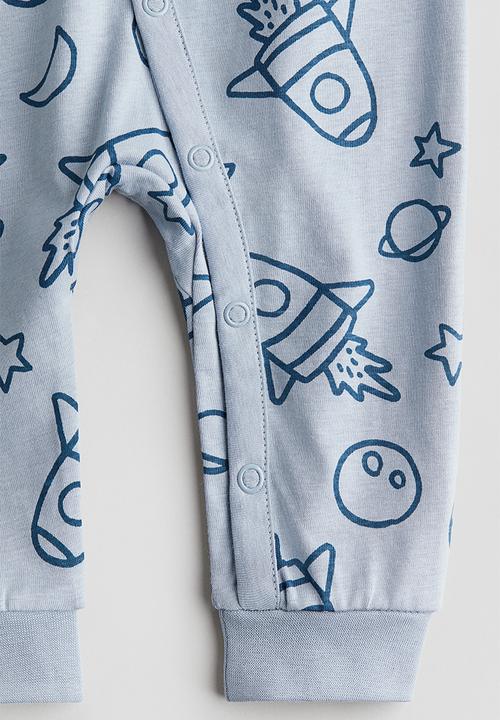 H&M - Patterned sleepsuit - light blue spaceships