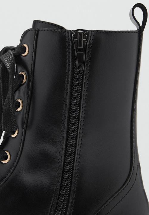 MANGO - Mountain leather ankle boot - black