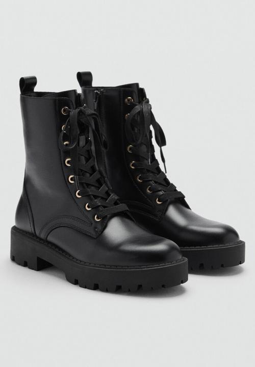 MANGO - Mountain leather ankle boot - black