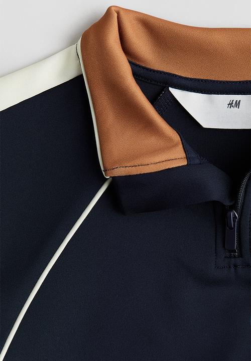 H&M - Zip-top track jacket - navy blue/block-coloured