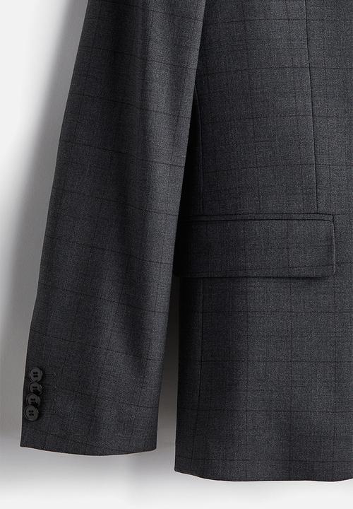 H&M - Slim fit jacket - dark grey/checked