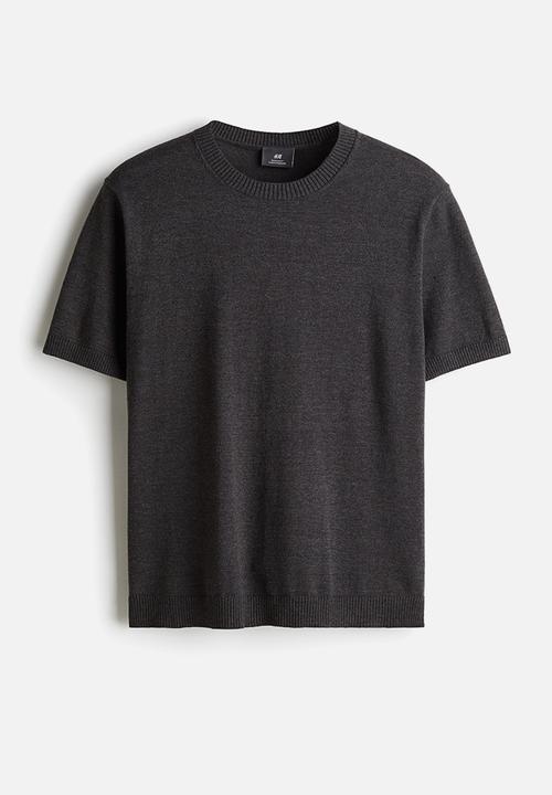 H&M - Regular fit knitted T-shirt - dark grey