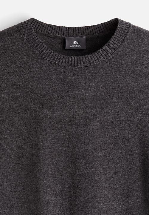 H&M - Regular fit knitted T-shirt - dark grey