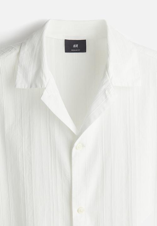 H&M - Regular fit textured-weave resort shirt - white