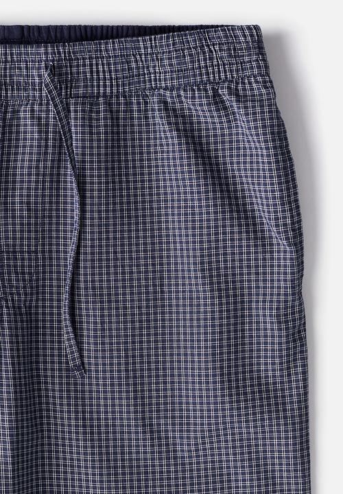 H&M - Relaxed fit poplin trousers - dark blue checked