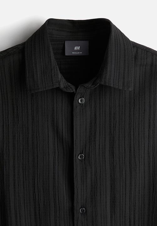H&M - Regular fit textured shirt - black