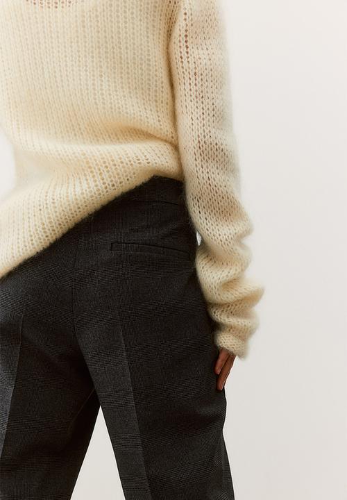 H&M - Cigarette trousers - dark grey/checked