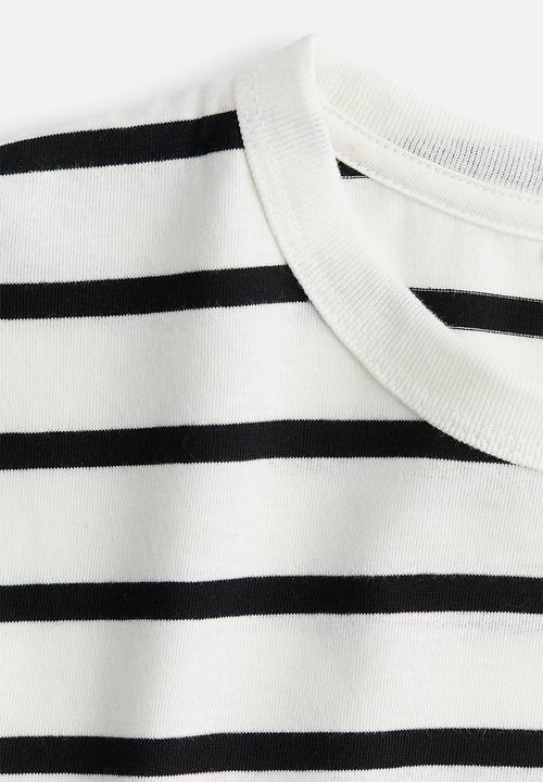 H&M - Cotton jersey top - white/striped