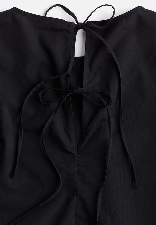 H&M - Tie-detail cotton blouse - black