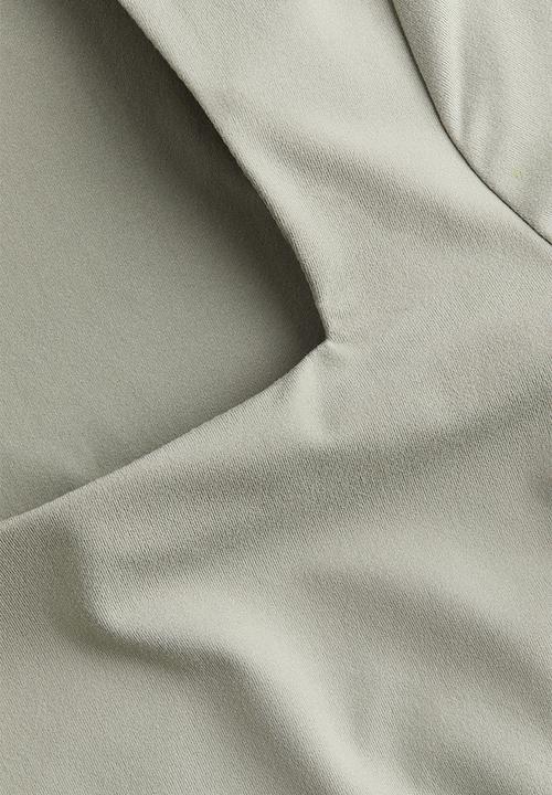 H&M - Square-neck top - light khaki green