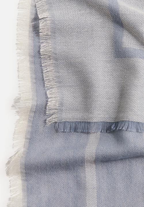H&M - Jacquard-weave scarf - dusty blue patterned