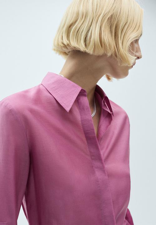 MANGO - Shirt Contra - Pink