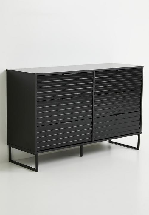 Sixth Floor - Damon 6 drawer storage - black