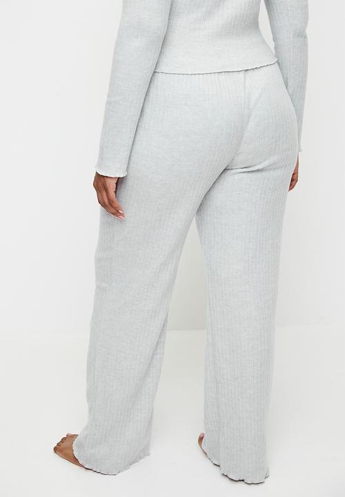 Cotton On - Plus Super Soft Ribbed Straight Leg Pant - Light Grey Marle