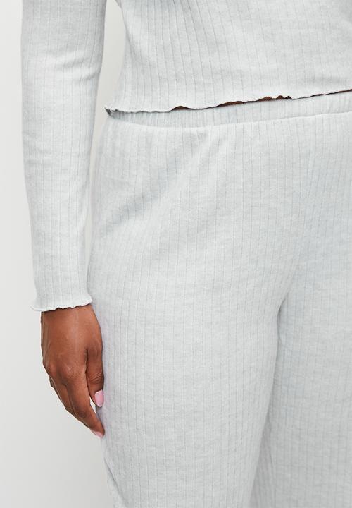 Cotton On - Plus Super Soft Ribbed Straight Leg Pant - Light Grey Marle