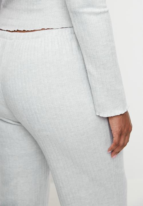 Cotton On - Plus Super Soft Ribbed Straight Leg Pant - Light Grey Marle