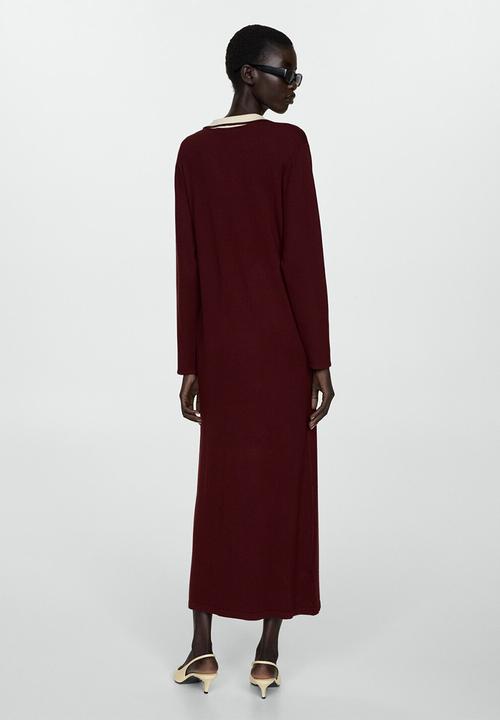 MANGO - Dress bianca -  dark red