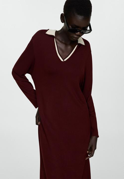 MANGO - Dress bianca -  dark red