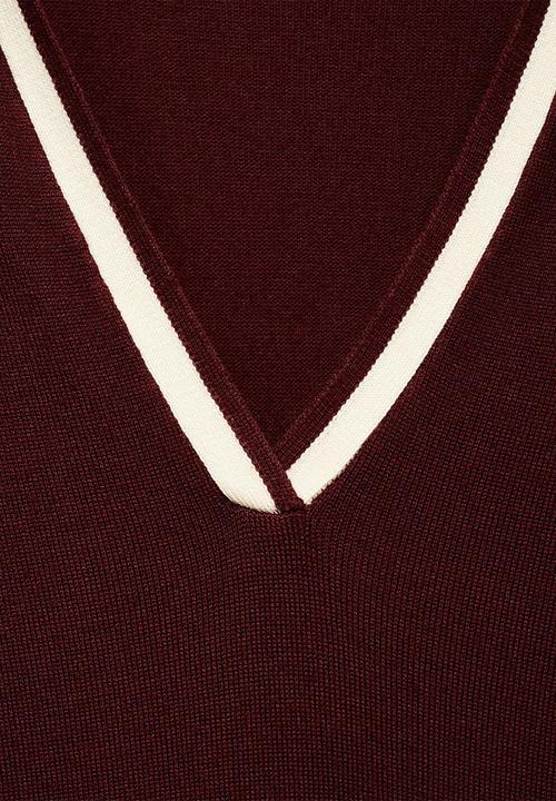 MANGO - Dress bianca -  dark red