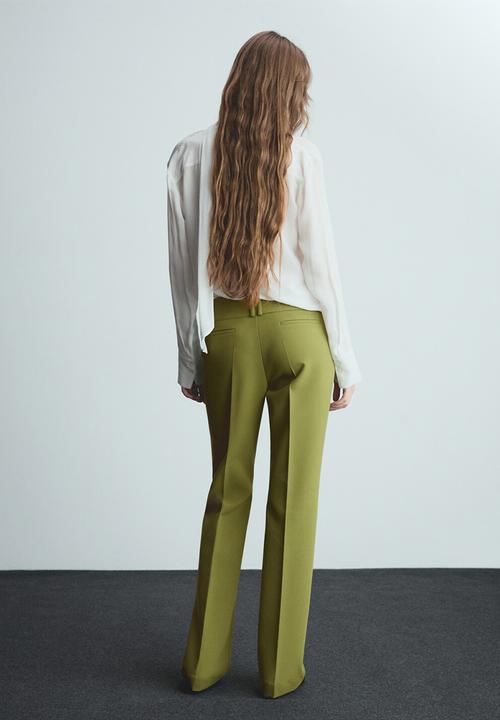 MANGO - Trousers checky - green